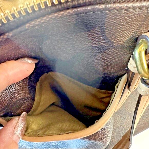 Coach Cora Domed Satchel F26184 Brown Coated Canvas/Leather Handbag Purse - Picture 13 of 14